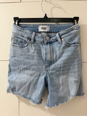 PAIGE Light Wash Denim Cutoff Shorts